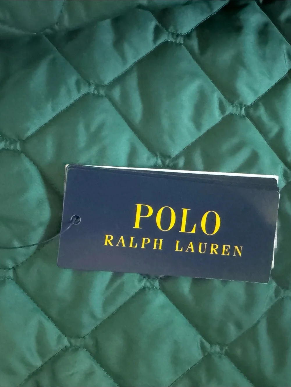 Ralph Lauren Navy Quilted Puffer Jacket with Green Trim